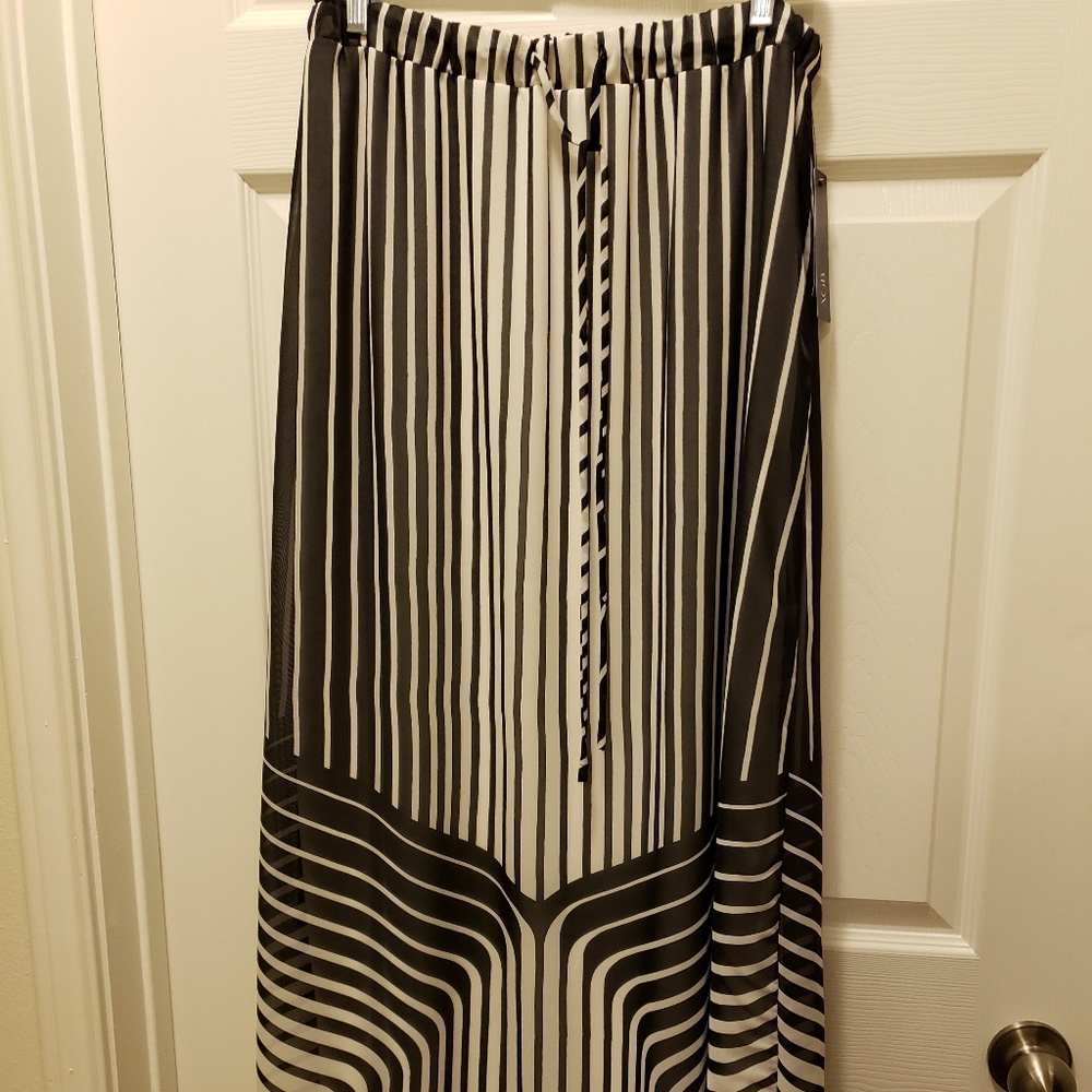 Black & White long Sheer Skirt w/ White Bodice